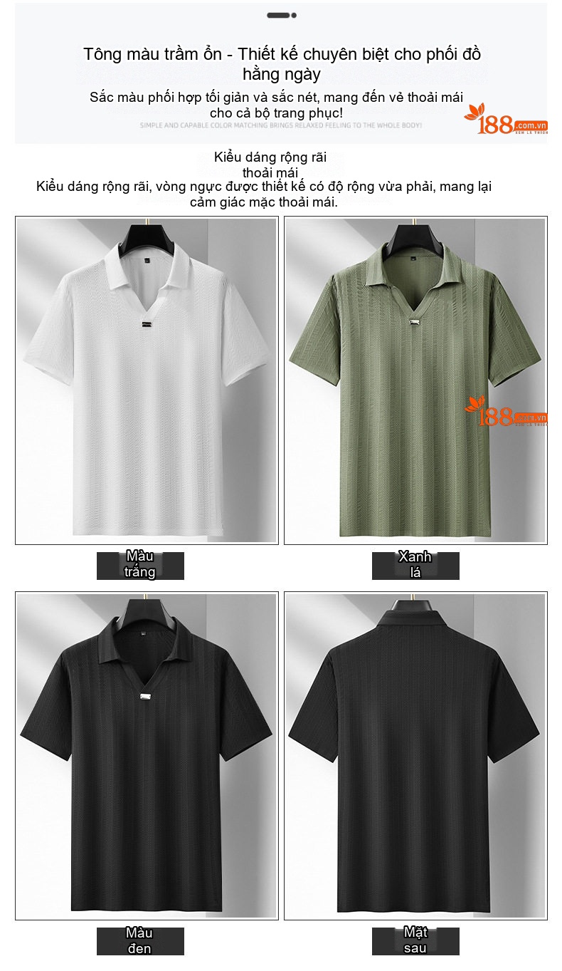 Áo Thun Polo Nam Tay Ngắn Cổ Bẻ Cotton Thoáng Khí Màu Đen, Trắng, Xanh... chi tiết 8