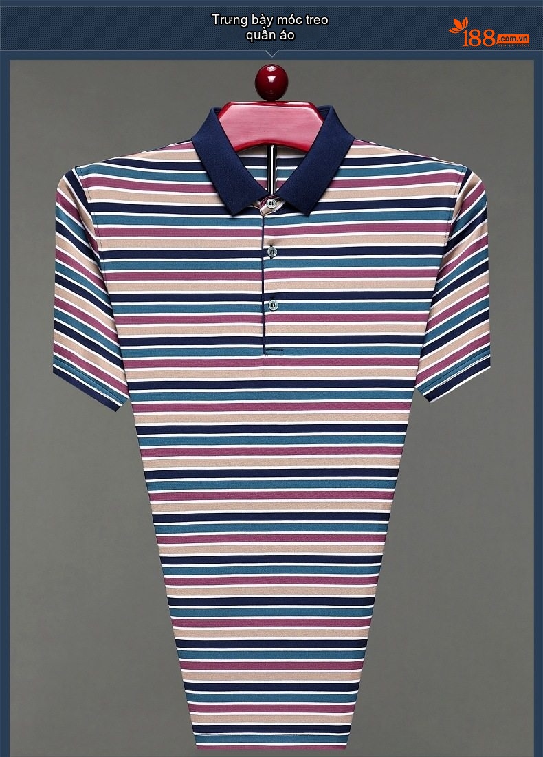 Áo Thun Polo Nam Tay Ngắn Sọc Ngang Cổ Bẻ Chất Liệu Cotton Màu Xanh, Xám, Nâu, Đỏ... chi tiết 13