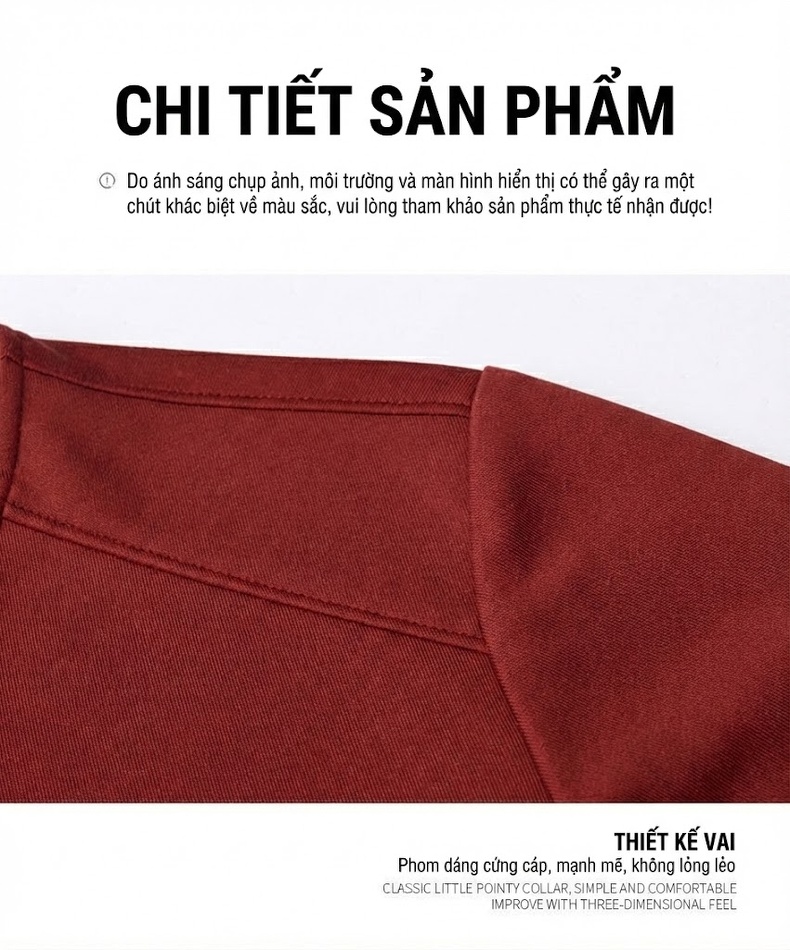 Áo Thun Tay Dài Nam Cổ Tròn Dáng Rộng Màu Đỏ Gạch, Xanh Rêu, Xanh Navy chi tiết 12
