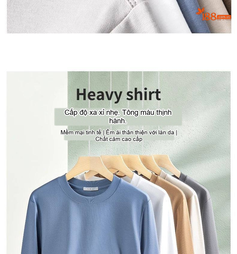 Áo Thun Tay Dài Nam Cotton Tơ Gân Mỏng Màu Trắng, Xám, Đen, Nâu chi tiết 8