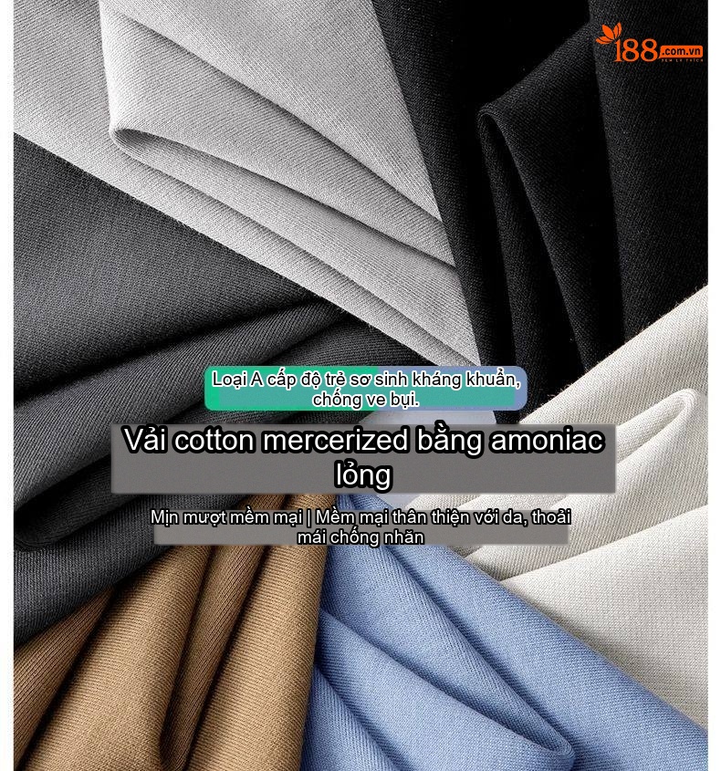 Áo Thun Tay Dài Nam Cotton Tơ Gân Mỏng Màu Trắng, Xám, Đen, Nâu chi tiết 2