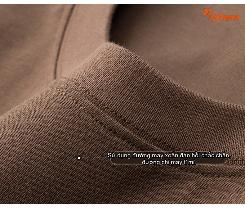 Áo Thun Tay Ngắn Nam Cotton 320G Cổ Tròn Basic Màu Xám, Xanh Navy, Nâu, Trắng... chi tiết 19