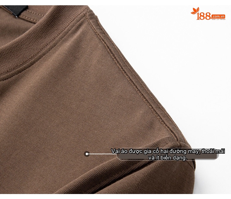 Áo Thun Tay Ngắn Nam Cotton 320G Cổ Tròn Basic Màu Xám, Xanh Navy, Nâu, Trắng... chi tiết 20