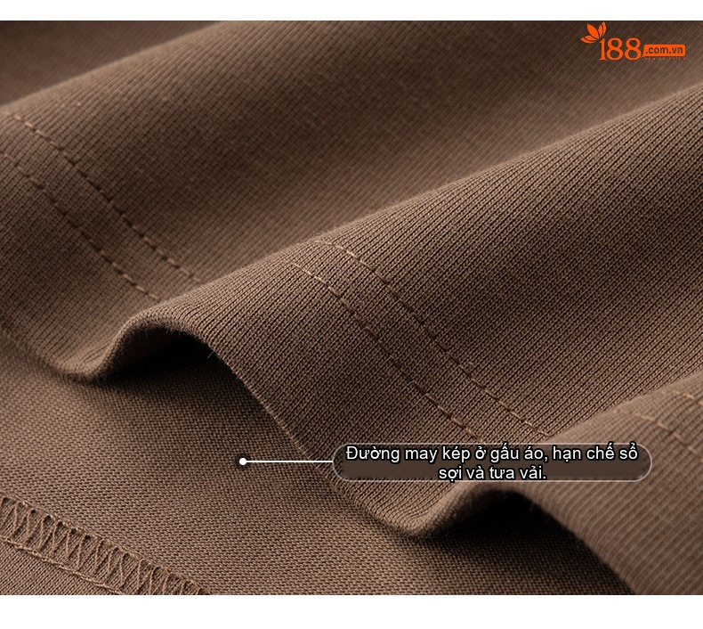 Áo Thun Tay Ngắn Nam Cotton 320G Cổ Tròn Basic Màu Xám, Xanh Navy, Nâu, Trắng... chi tiết 21