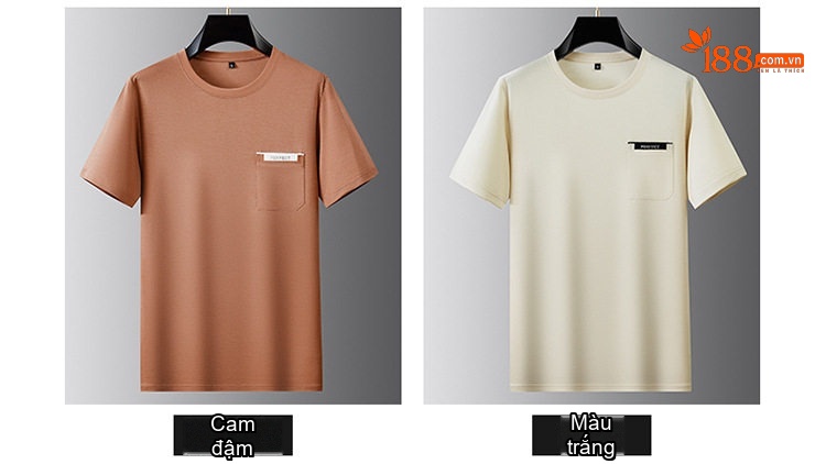 Áo Thun Tay Ngắn Nam Cotton Cổ Tròn Form Rộng Size Lớn Màu Nâu, Kem, Xanh, Đen... chi tiết 9