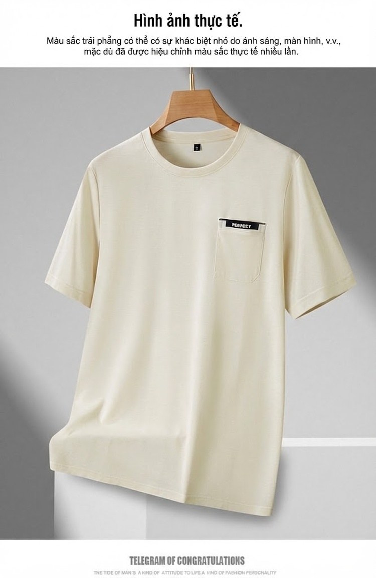 Áo Thun Tay Ngắn Nam Cotton Cổ Tròn Form Rộng Size Lớn Màu Nâu, Kem, Xanh, Đen... chi tiết 10