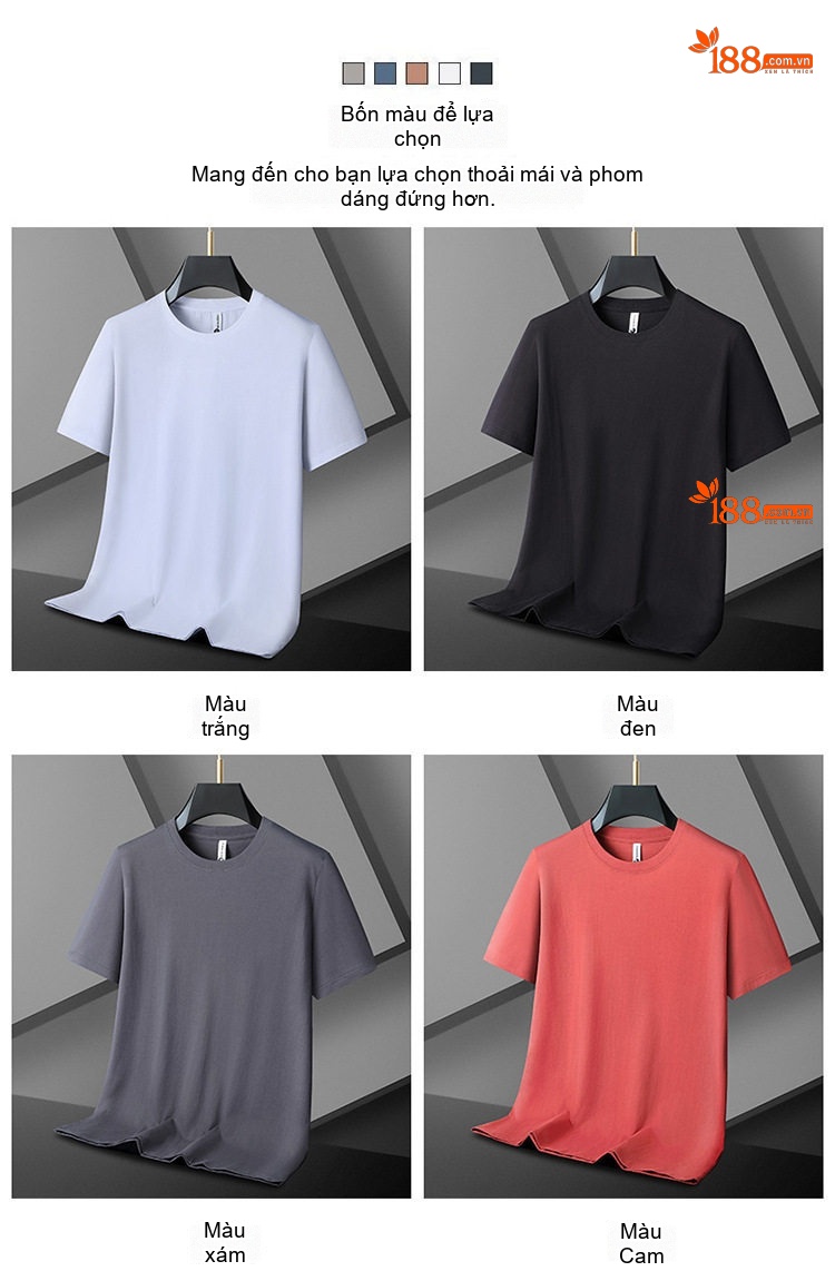 Áo Thun Tay Ngắn Nam Cotton Form Rộng Màu Trắng, Xám, Đen, Đỏ... chi tiết 2