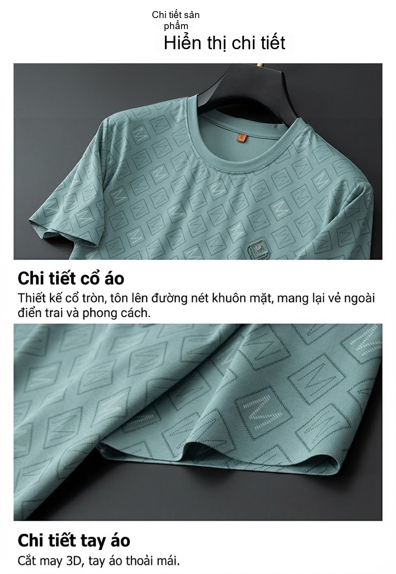 Áo Thun Tay Ngắn Nam Cotton In Họa Tiết Form Rộng Màu Đen, Xanh chi tiết 21