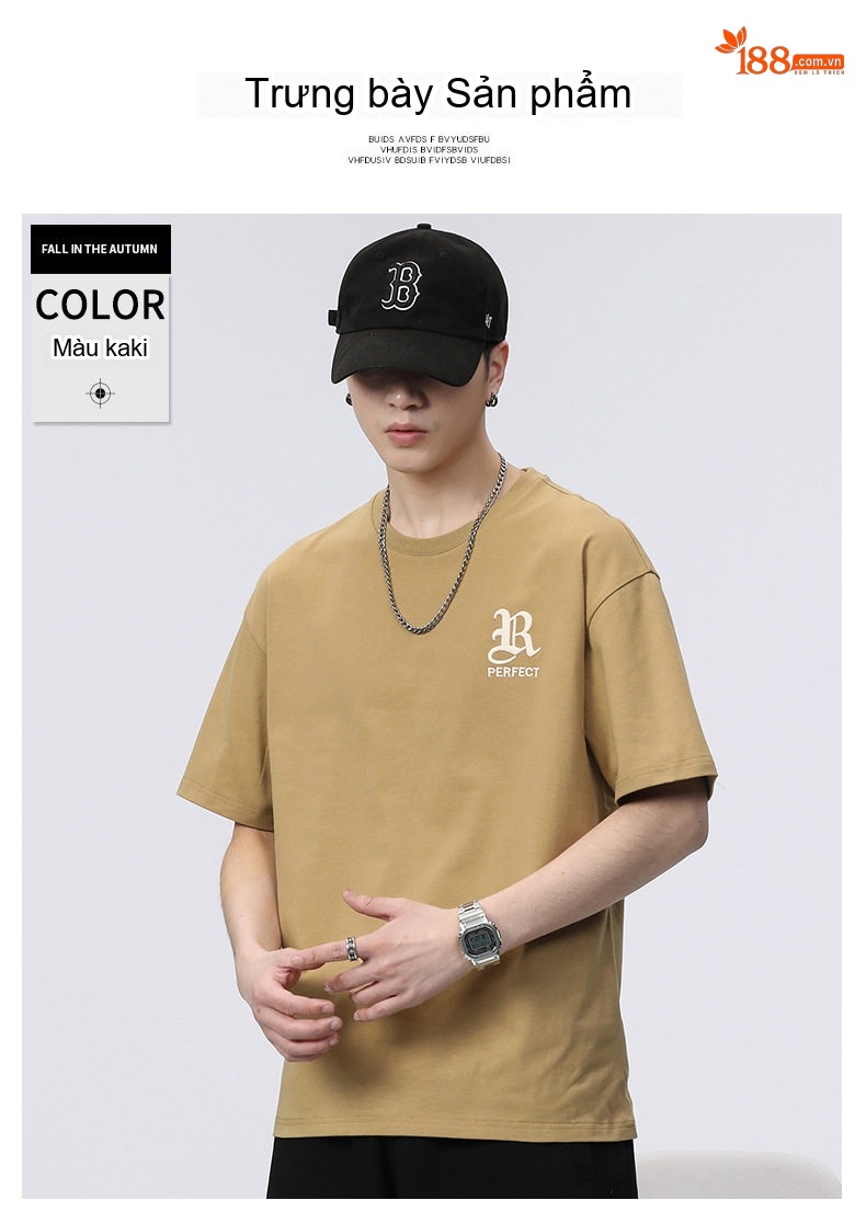 Áo Thun Tay Ngắn Nam Cotton Mỏng Dáng Rộng In Chữ Màu Đen, Nâu, Trắng, Xám... chi tiết 6