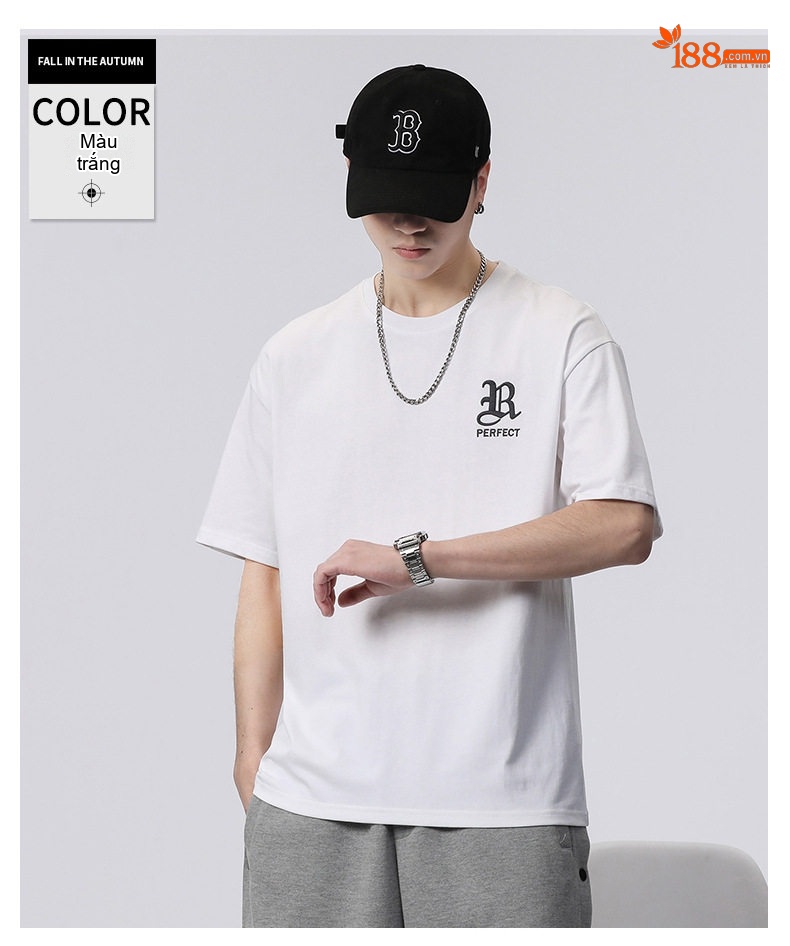 Áo Thun Tay Ngắn Nam Cotton Mỏng Dáng Rộng In Chữ Màu Đen, Nâu, Trắng, Xám... chi tiết 21