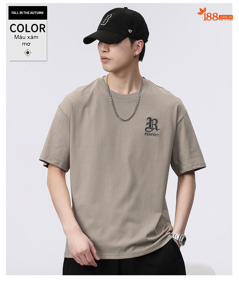 Áo Thun Tay Ngắn Nam Cotton Mỏng Dáng Rộng In Chữ Màu Đen, Nâu, Trắng, Xám... chi tiết 24