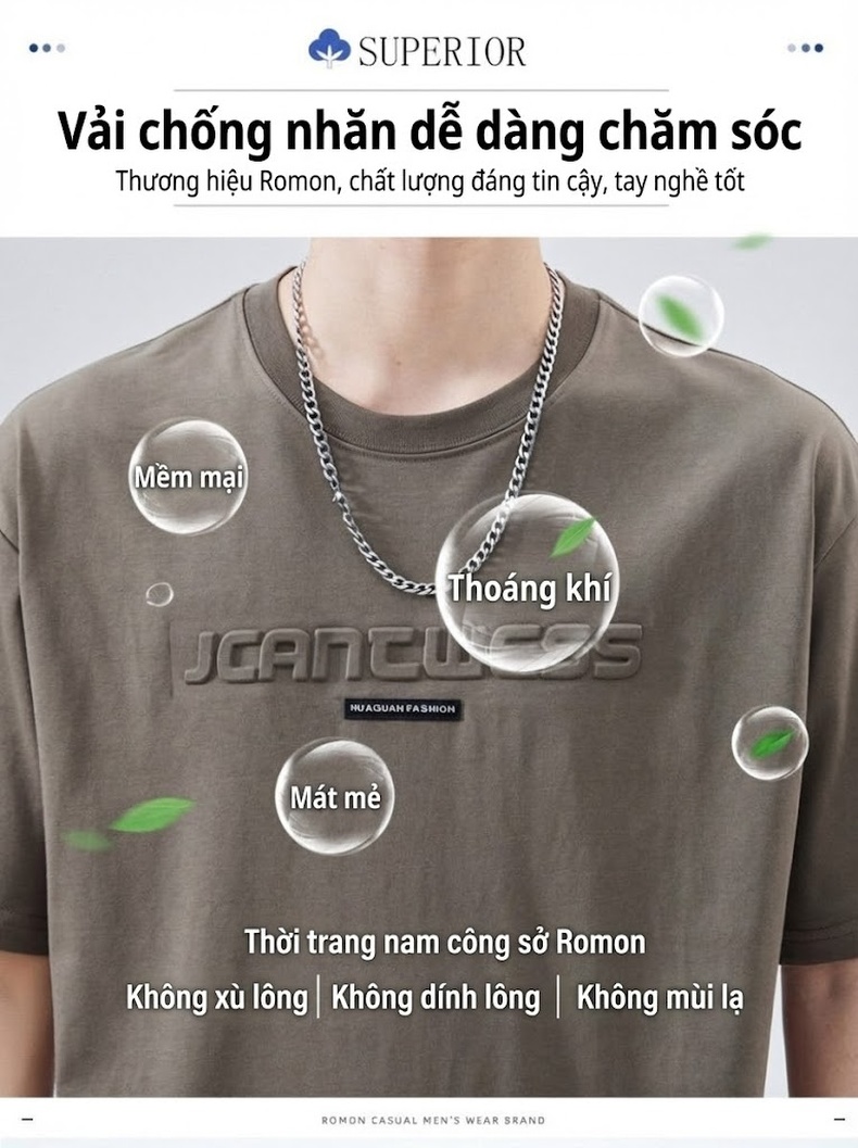 Áo Thun Tay Ngắn Nam Form Rộng In Chữ Phong Cách Thời Trang Màu Đen, Trắng, Nâu, Xám... chi tiết 4