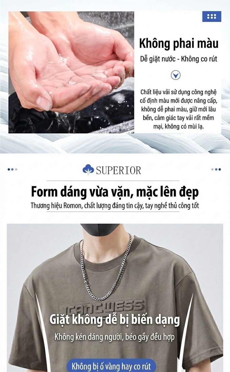 Áo Thun Tay Ngắn Nam Form Rộng In Chữ Phong Cách Thời Trang Màu Đen, Trắng, Nâu, Xám... chi tiết 5