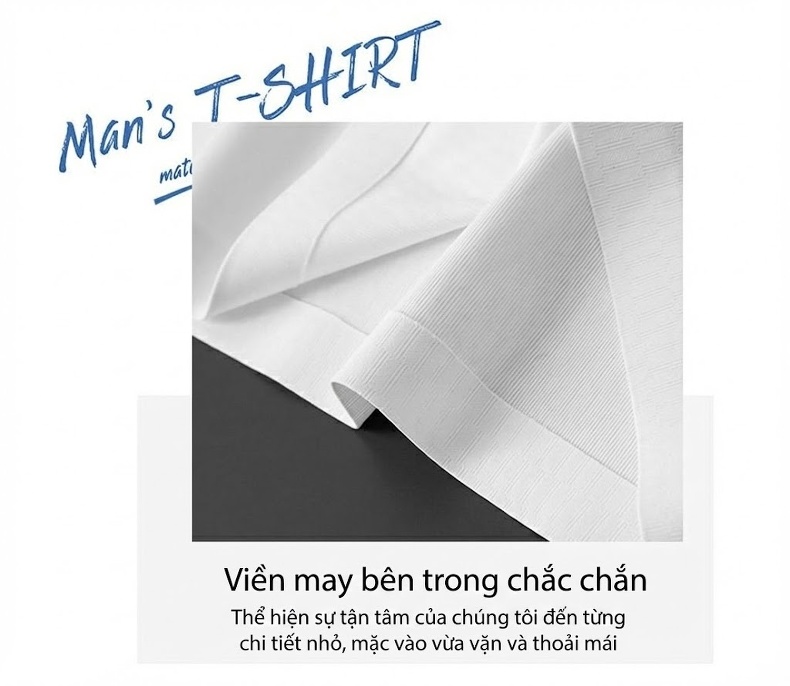 Áo Thun Tay Ngắn Nam Mùa Hè Cổ Tròn Vải Lụa Băng Size Lớn Màu Đen, Trắng chi tiết 8