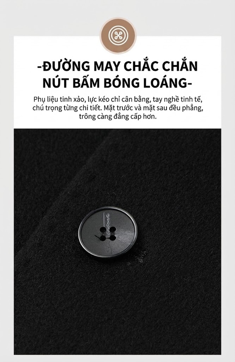 Áo Vest/Áo Khoác Blazer Nam Hai Mặt 100% Lông Cừu Lót Lông Vũ Có Thể Tháo Rời Màu Đen chi tiết 11