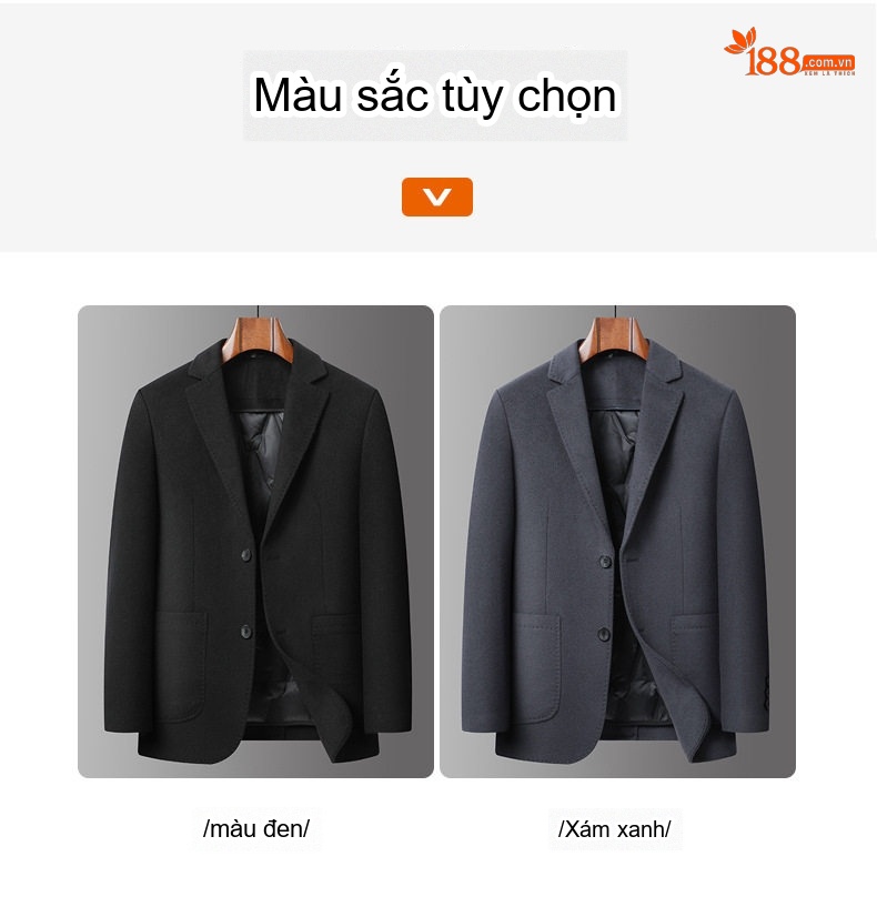 Áo Vest/Áo Khoác Blazer Nam Hai Mặt 100% Lông Cừu Lót Lông Vũ Có Thể Tháo Rời Màu Đen chi tiết 15