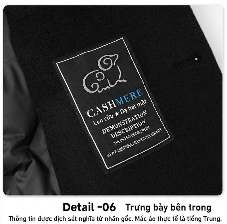 Áo Vest/Áo Khoác Blazer Nam Hai Mặt 100% Lông Cừu Lót Lông Vũ Có Thể Tháo Rời Màu Đen chi tiết 24