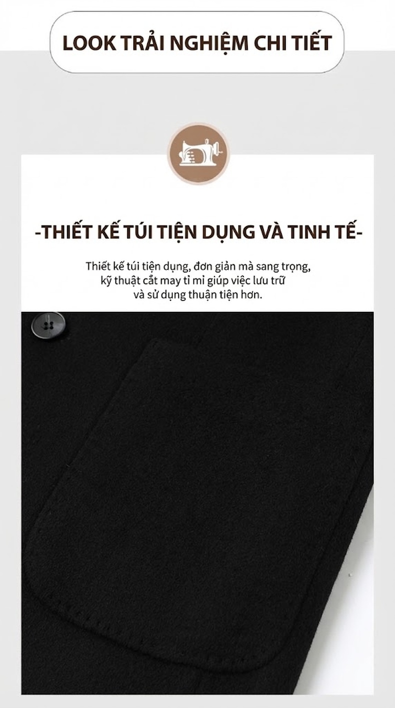 Áo Vest/Áo Khoác Blazer Nam Hai Mặt 100% Lông Cừu Lót Lông Vũ Có Thể Tháo Rời Màu Đen chi tiết 10