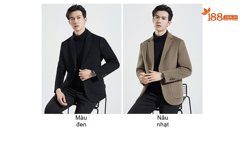 Áo Vest Blazer Nam 100% Lông Cừu Ngắn Tay Dáng Ôm Màu Nâu, Xanh Navy, Đen, Xám chi tiết 11