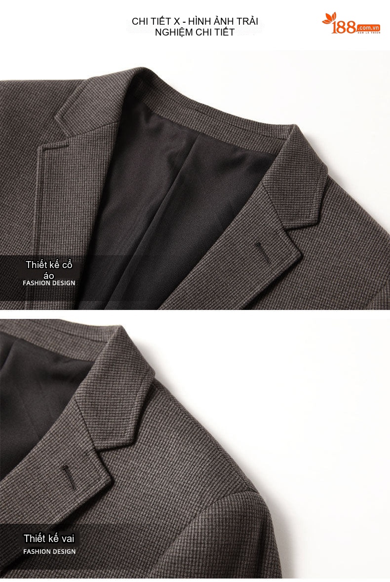 Áo Vest Blazer Nam Dáng Ôm Vừa Vặn Màu Nâu chi tiết 8