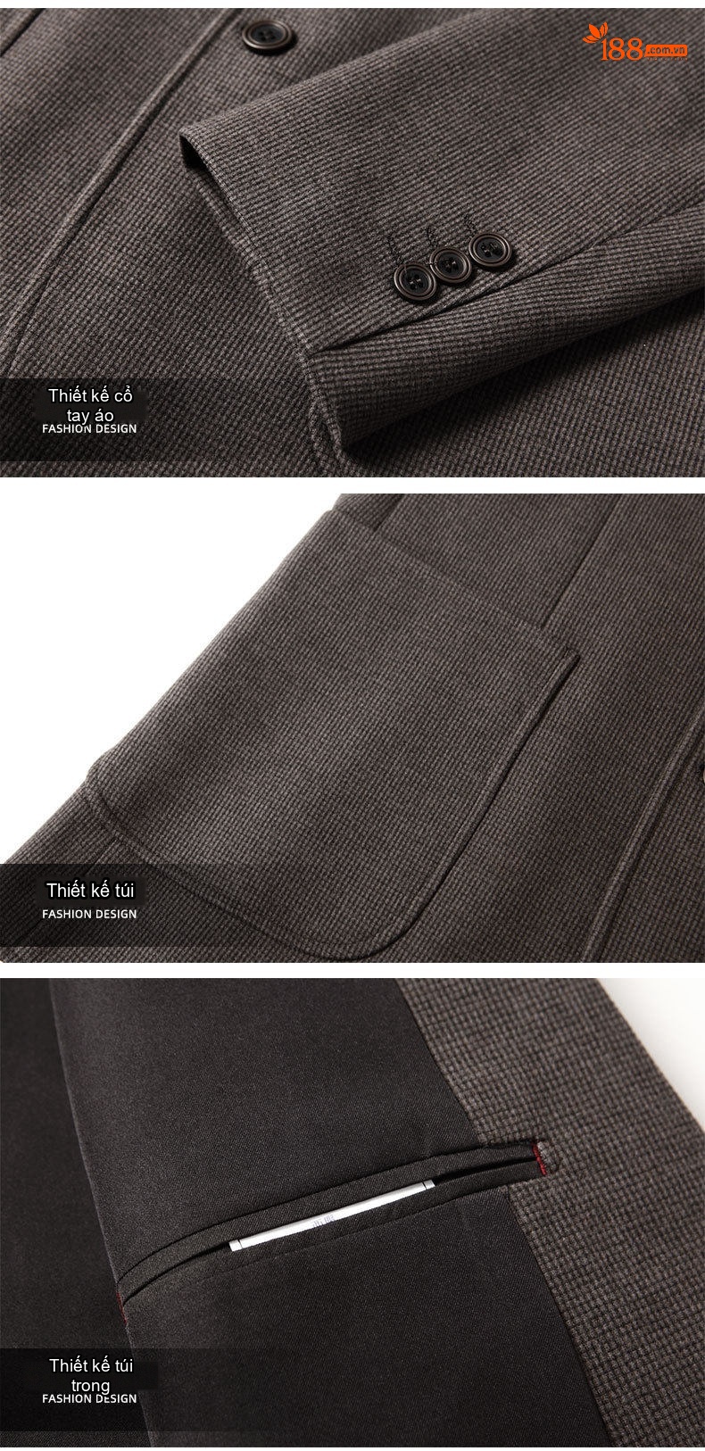 Áo Vest Blazer Nam Dáng Ôm Vừa Vặn Màu Nâu chi tiết 10