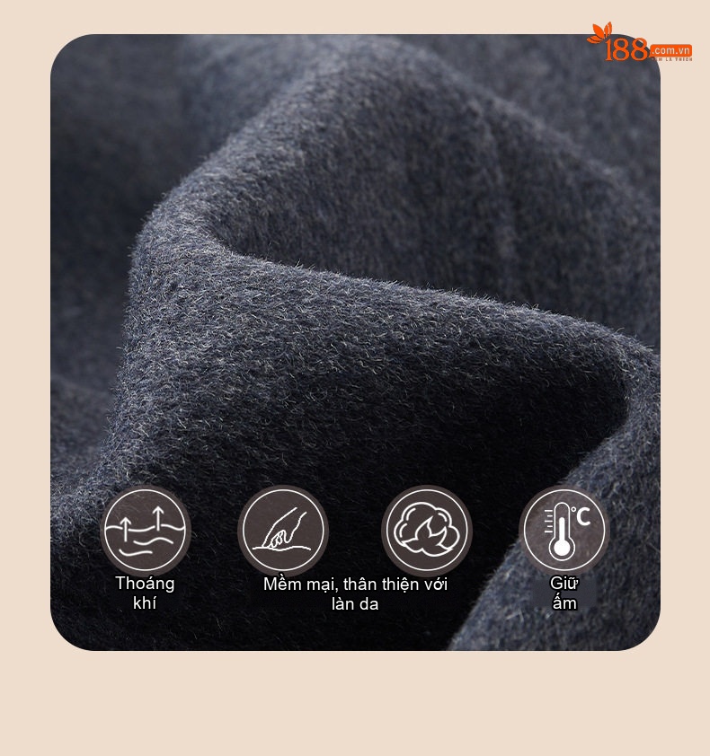 Áo Vest/Blazer Nam Lông Cừu Lót Lông Vũ Tháo Rời Màu Nâu, Xám, Đen chi tiết 6