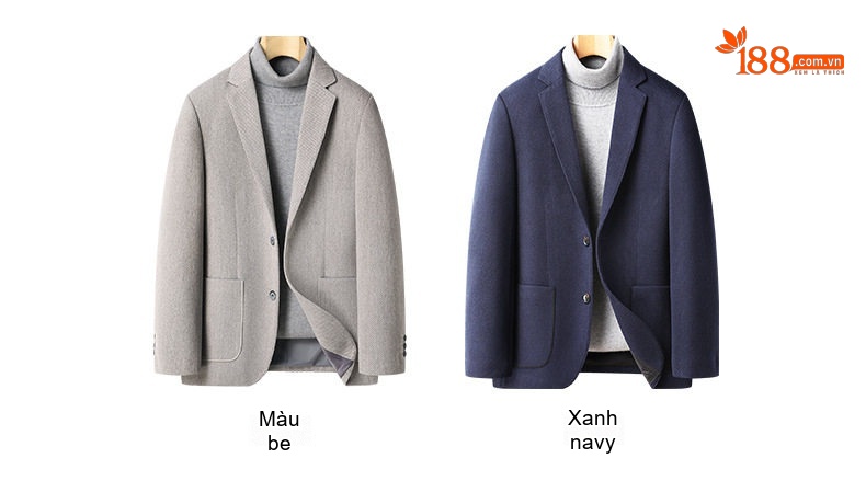 Áo Vest/Blazer Nam Thu Đông Wool (Lông Cừu) Dáng Ôm Thời Trang Màu Xám, Xanh Navy chi tiết 8
