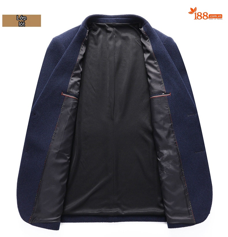 Áo Vest/Blazer Nam Thu Đông Wool (Lông Cừu) Dáng Ôm Thời Trang Màu Xám, Xanh Navy chi tiết 12