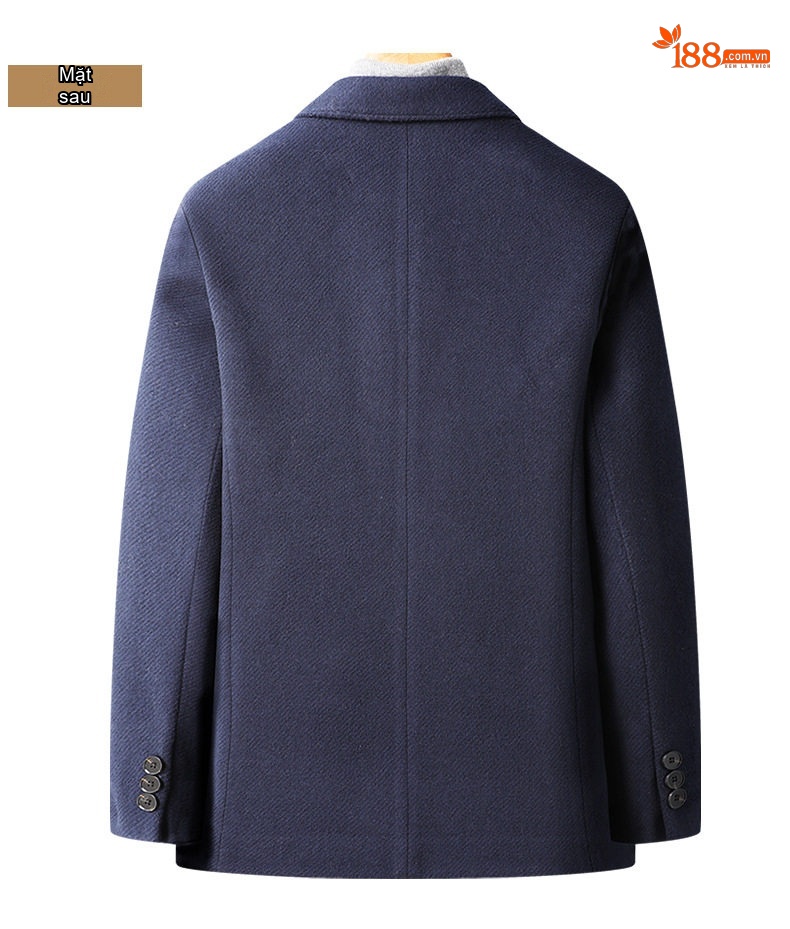 Áo Vest/Blazer Nam Thu Đông Wool (Lông Cừu) Dáng Ôm Thời Trang Màu Xám, Xanh Navy chi tiết 13