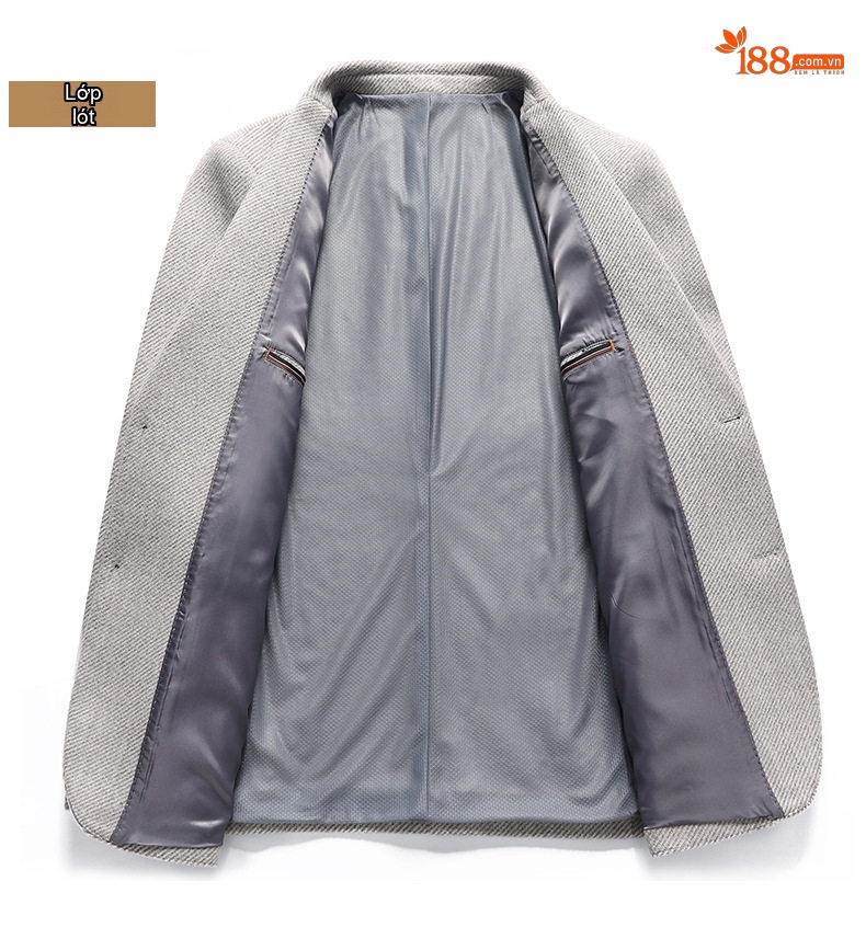 Áo Vest/Blazer Nam Thu Đông Wool (Lông Cừu) Dáng Ôm Thời Trang Màu Xám, Xanh Navy chi tiết 15