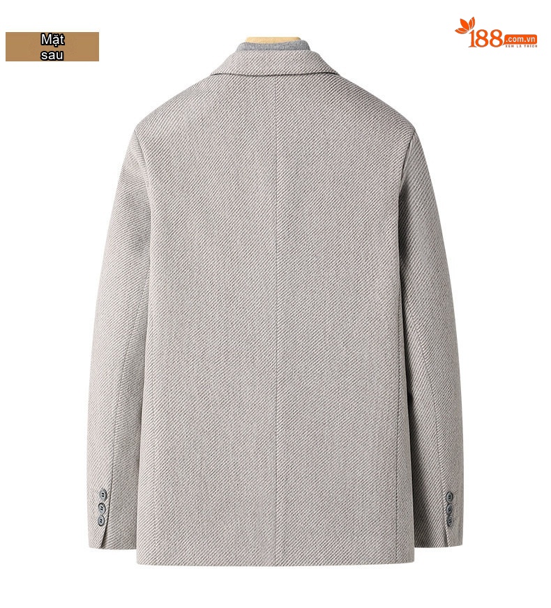 Áo Vest/Blazer Nam Thu Đông Wool (Lông Cừu) Dáng Ôm Thời Trang Màu Xám, Xanh Navy chi tiết 16