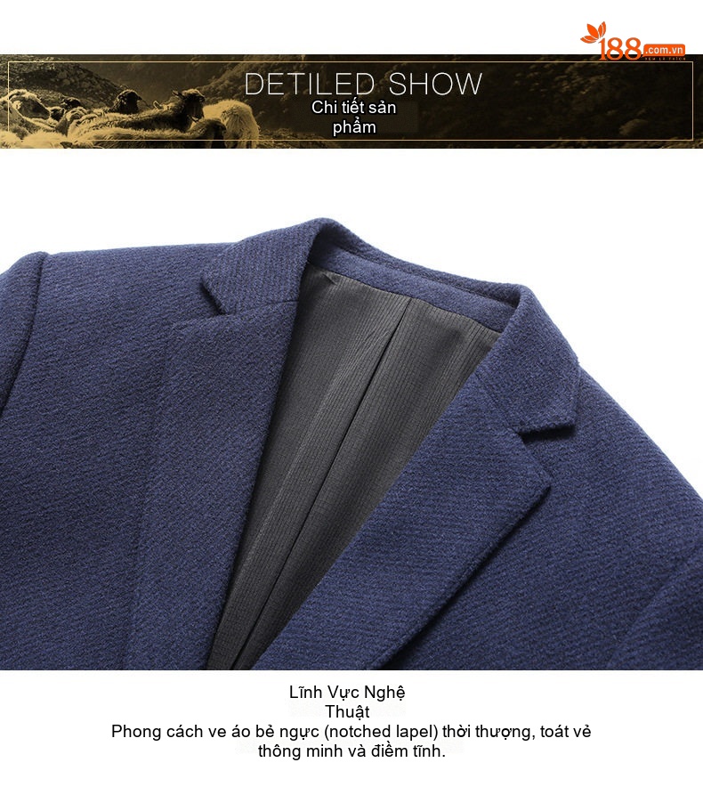 Áo Vest/Blazer Nam Thu Đông Wool (Lông Cừu) Dáng Ôm Thời Trang Màu Xám, Xanh Navy chi tiết 17