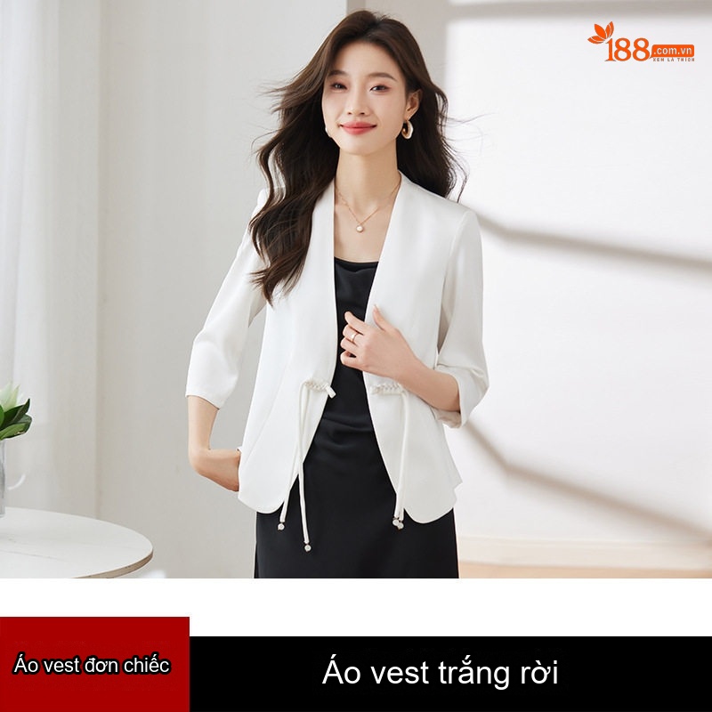 Áo Vest Blazer Nữ Tay Lỡ Phong Cách Hàn Quốc Màu Champagne, Trắng, Đen