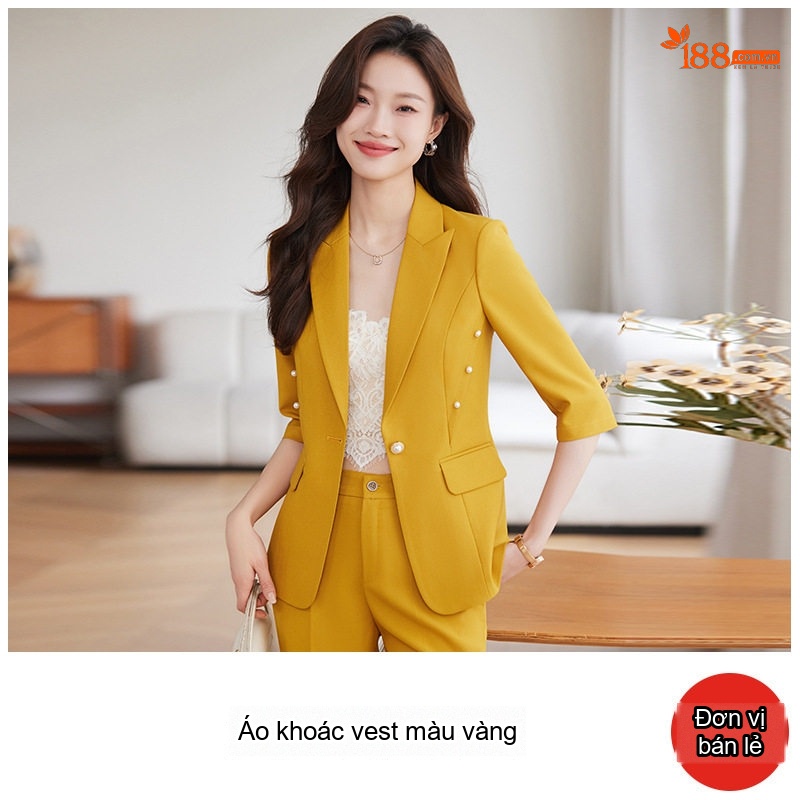 Áo Vest Công Sở Tay Lỡ Phong Cách Hàn Quốc Màu Hồng, Vàng, Trắng