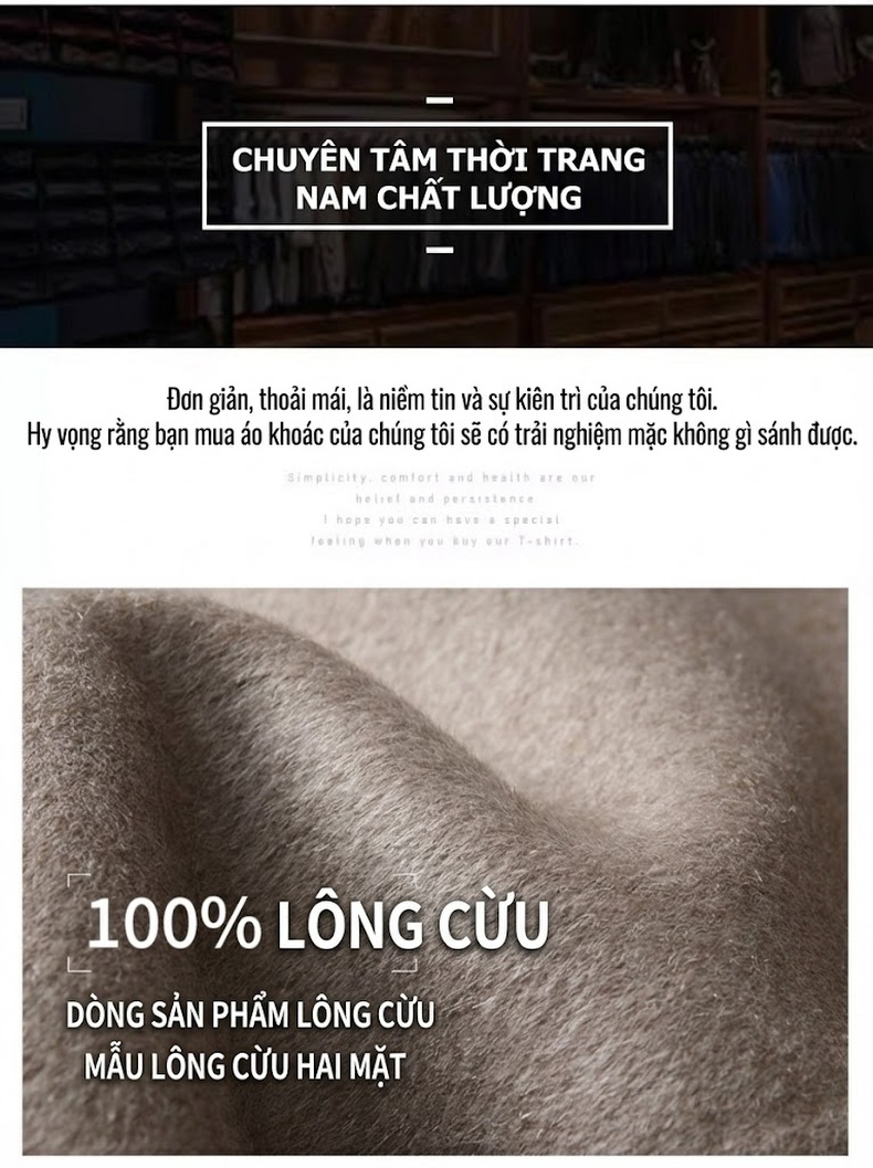 Áo Vest Nam 100% Pure Wool Cao Cấp Thu Đông Dáng Ôm Vừa Màu Be, Đen chi tiết 2