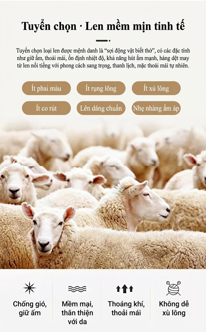 Áo Vest Nam 100% Pure Wool Cao Cấp Thu Đông Dáng Ôm Vừa Màu Be, Đen chi tiết 4