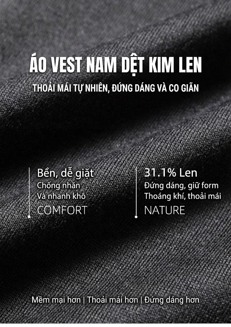 Áo Vest Nam Dáng Ôm Dệt Kim Lông Cừu Cao Cấp Màu Xám, Nâu, Xanh Navy chi tiết 1