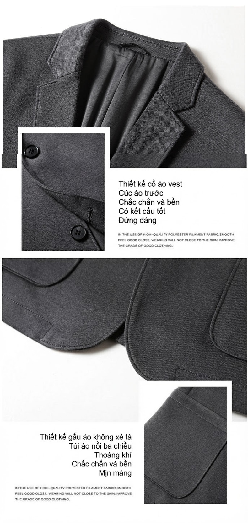 Áo Vest Nam Dáng Ôm Dệt Kim Lông Cừu Cao Cấp Màu Xám, Nâu, Xanh Navy chi tiết 6