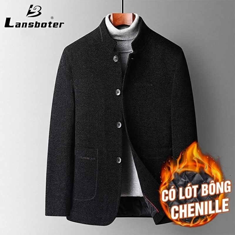 Áo Vest Nam Dáng Ôm Vừa Vặn Lớp Lót Lông Vũ Tháo Rời Chất Liệu Lông Cừu Màu Đen, Xám chi tiết 16
