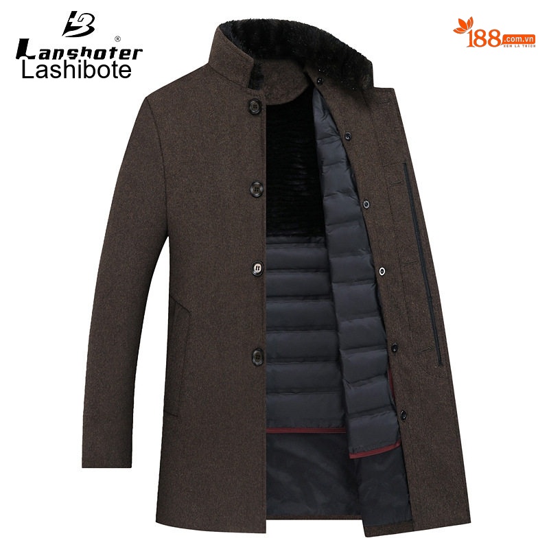 Áo Vest Nam Dáng Ôm Vừa Vặn Lớp Lót Lông Vũ Tháo Rời Chất Liệu Lông Cừu Màu Đen, Xám chi tiết 17