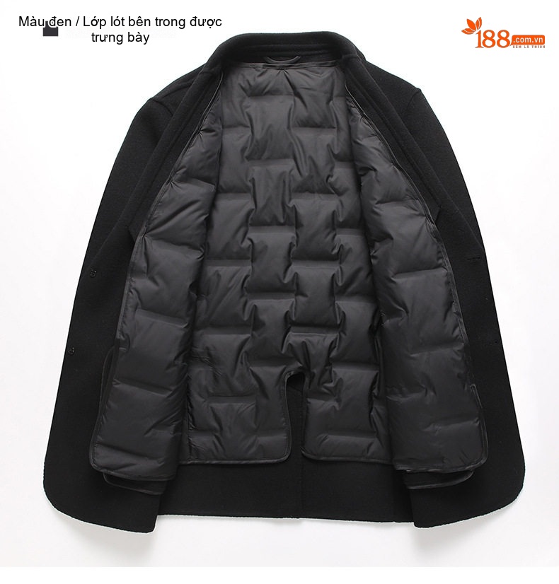 Áo Vest Nam Dáng Ôm Vừa Vặn Lớp Lót Lông Vũ Tháo Rời Chất Liệu Lông Cừu Màu Đen, Xám chi tiết 31