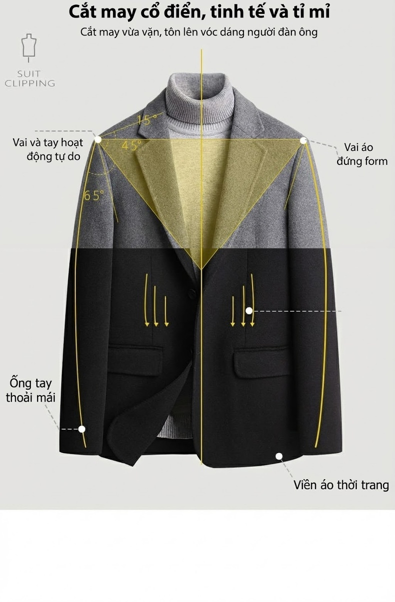 Áo Vest Nam Dáng Ôm Vừa Vặn Lớp Lót Lông Vũ Tháo Rời Chất Liệu Lông Cừu Màu Đen, Xám chi tiết 26