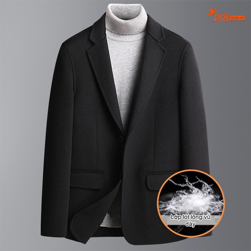 Áo Vest Nam Dáng Ôm Vừa Vặn Lớp Lót Lông Vũ Tháo Rời Chất Liệu Lông Cừu Màu Đen, Xám