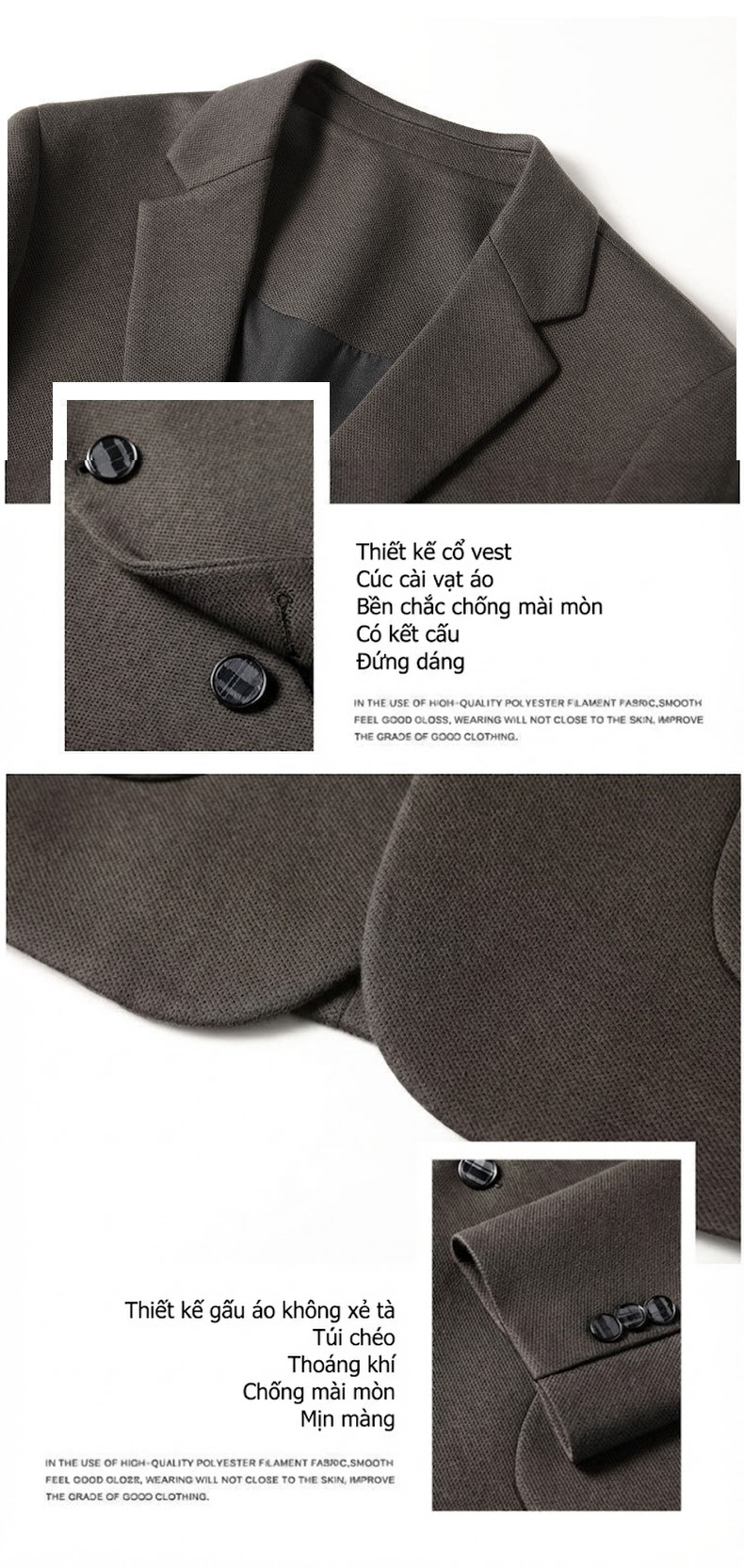 Áo Vest Nam Dáng Ôm Vừa Vặn Màu Trơn Thiết Kế Đơn Giản Màu Đen, Xám chi tiết 5