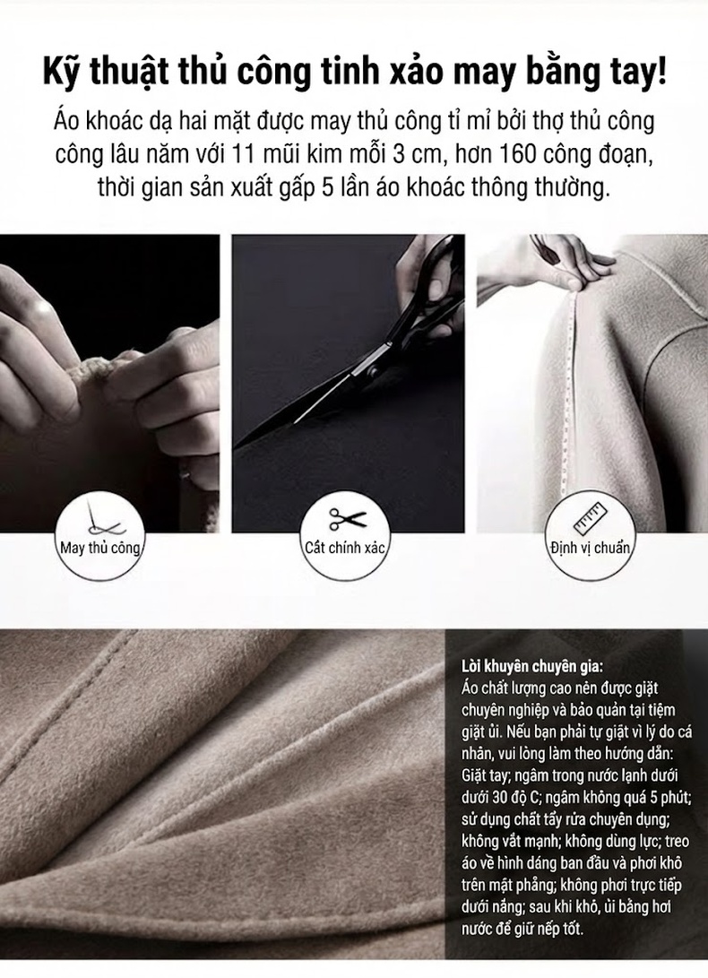 Áo Vest Nam Hai Mặt Nỉ Lông Cừu Dáng Ôm Vừa Vặn Màu Đen, Kem chi tiết 5