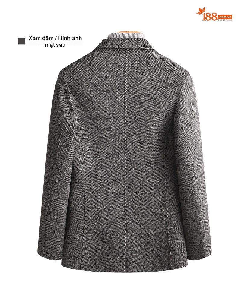 Áo Vest Nam Hai Mặt Thủ Công Họa Tiết Chevron Chất Liệu Lông Cừu Màu Xám chi tiết 11
