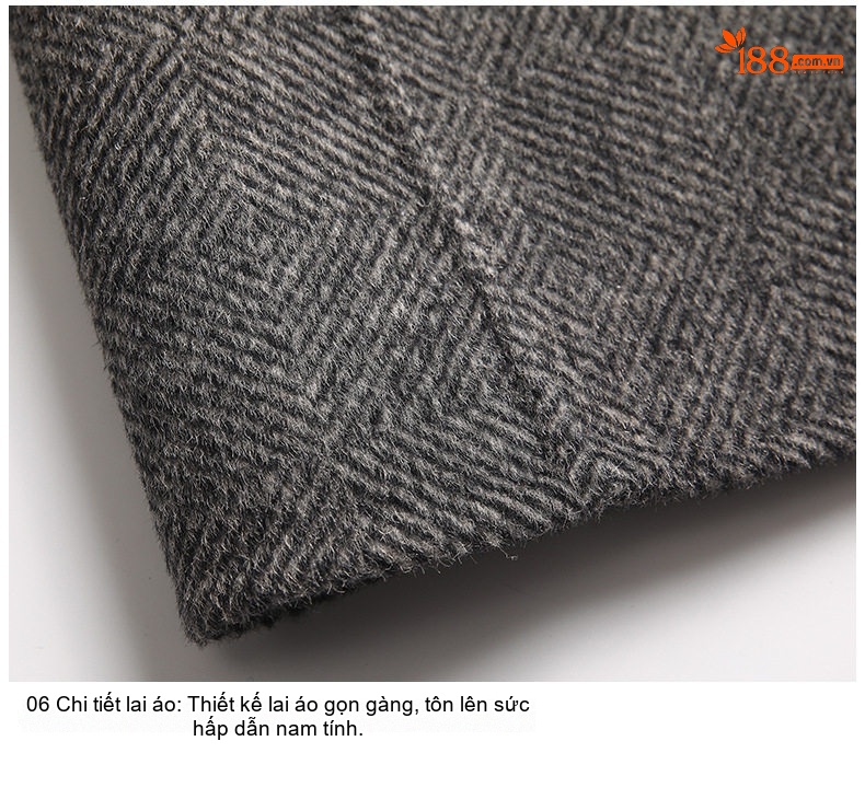 Áo Vest Nam Hai Mặt Thủ Công Họa Tiết Chevron Chất Liệu Lông Cừu Màu Xám chi tiết 15