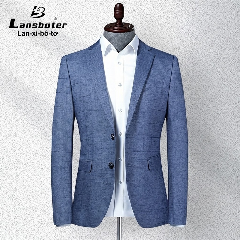 Áo Vest Nam Kẻ Caro Dáng Ôm Hàn Quốc Màu Xanh Lam