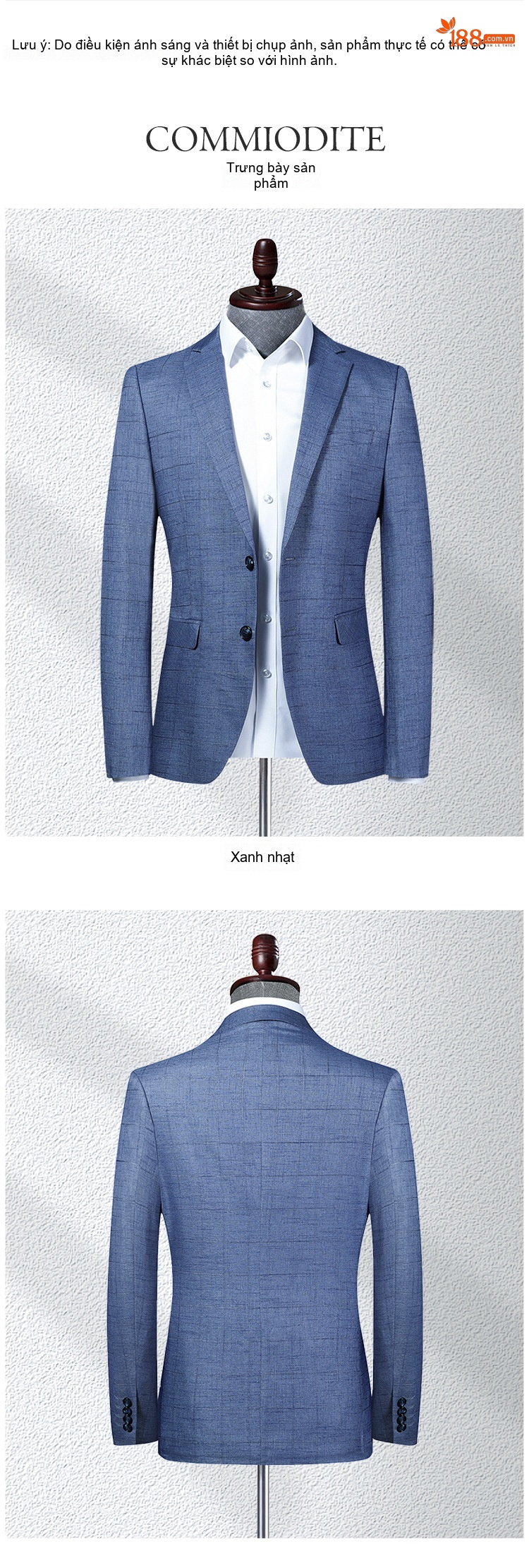 Áo Vest Nam Kẻ Caro Dáng Ôm Hàn Quốc Màu Xanh Lam chi tiết 6