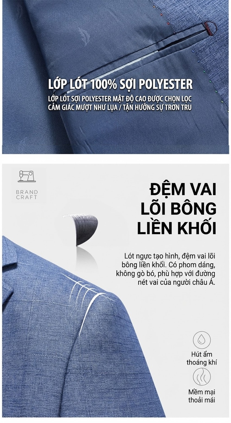 Áo Vest Nam Kẻ Caro Dáng Ôm Hàn Quốc Màu Xanh Lam chi tiết 4